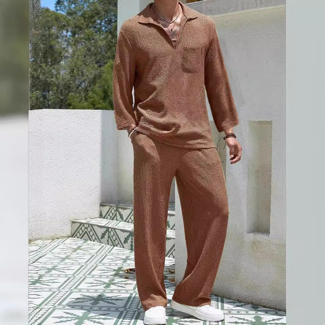 Traje de viaje de los nuevos pantalones de camisa casual para hombres