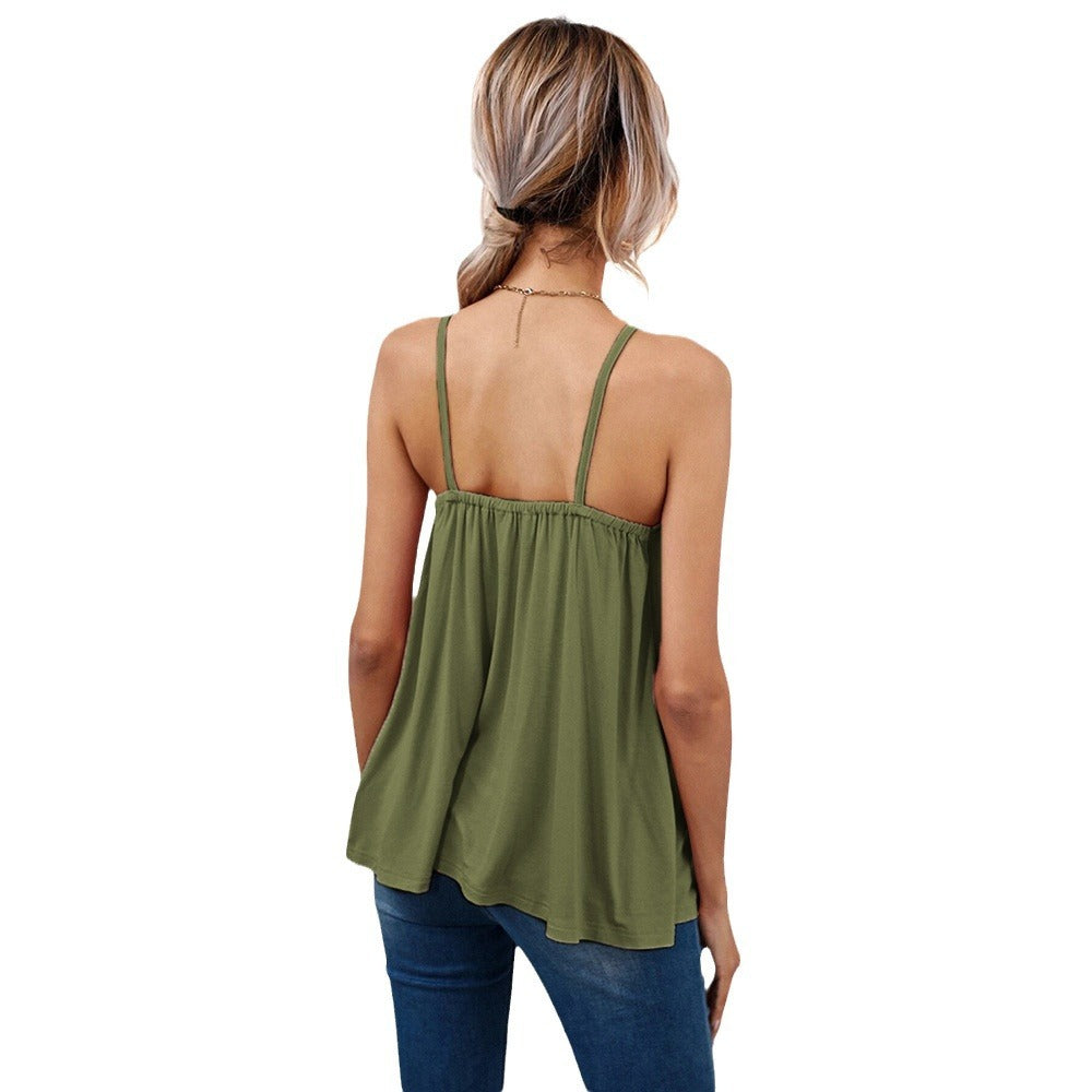 Sleeveless V-neck Backless Tank Top Versatile Women's Top