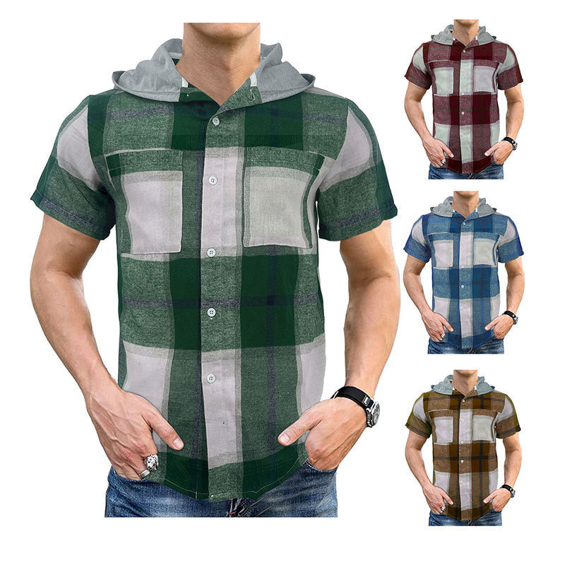 Camisa a cuadros de manga corta casual