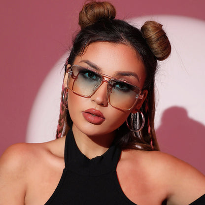 INS Internet Celebrity Catwalk Exquisita gafas de sol Moda