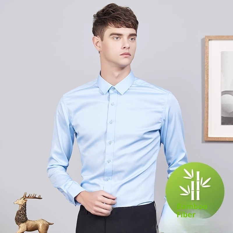 Camisa de negocios de estiramiento de otoño de manga larga para hombres