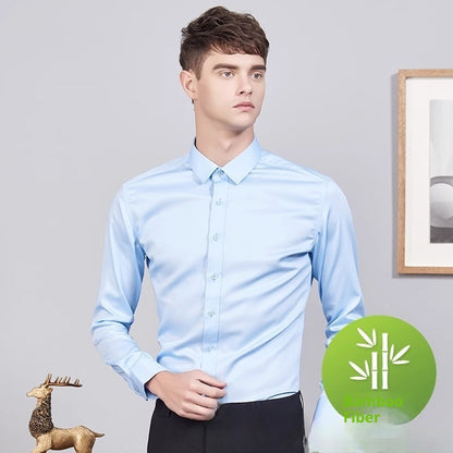 Camisa de negocios de estiramiento de otoño de manga larga para hombres
