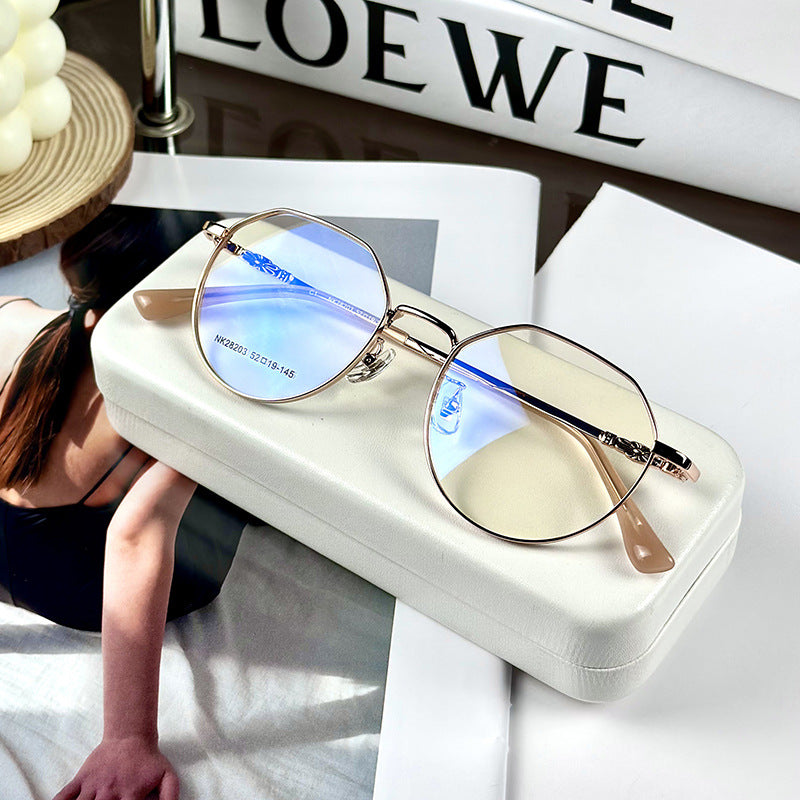 Gafas retro de moda marco óptico de marco de marco redondo de estilo coreano simple