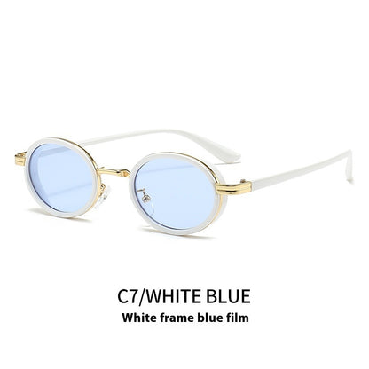 Estilo retro Steampunk Metal Oval Óvalo de marco pequeño gafas de sol de moda